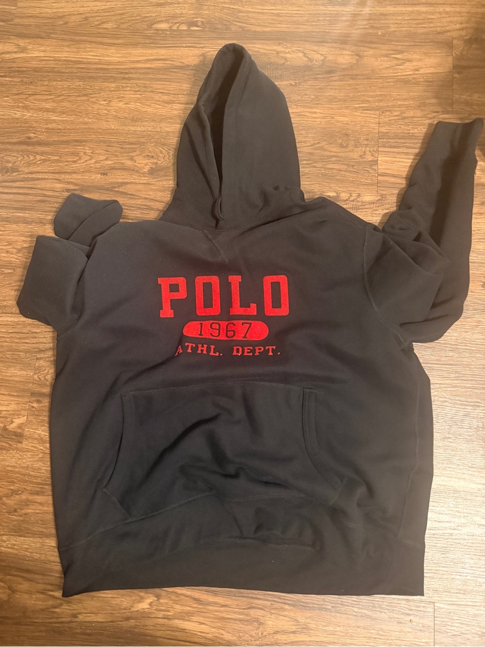 Polo by Ralph Lauren Black Hoodie with Red Logo - Men XXL